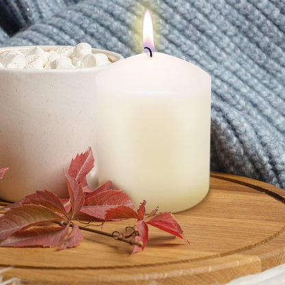 12 Pack Ivory 2x3 Inch Pillar Candles, 22 Hours Unscented Column Candles, Dripless Smokeless Unscented Candles for Home Weddings Restaurant Spa Church and Emergency