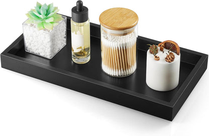 ALELION 11.7" Bathroom Vanity Tray for Counter - Acacia Wood Decorative Tray for Toilet Tank Makeup Perfume Jewelry Catchall Coffee Table - Wooden Kitchen Countertop Organizer for Soap Dispenser