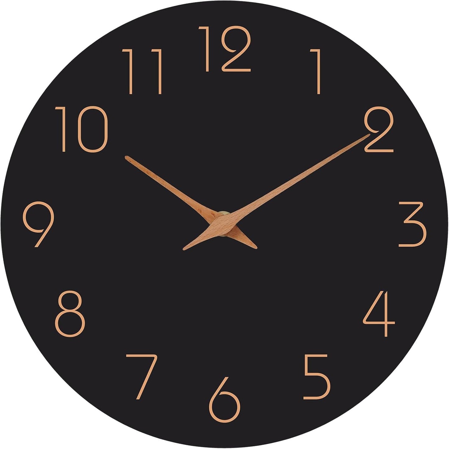 Mosewa Wall Clock 8 Inch Black Battery Operated Silent Non Ticking Simple Minimalist Rose Gold Numbers Decorative for Bedroom Living Room Kitchen Home Bathroom Office