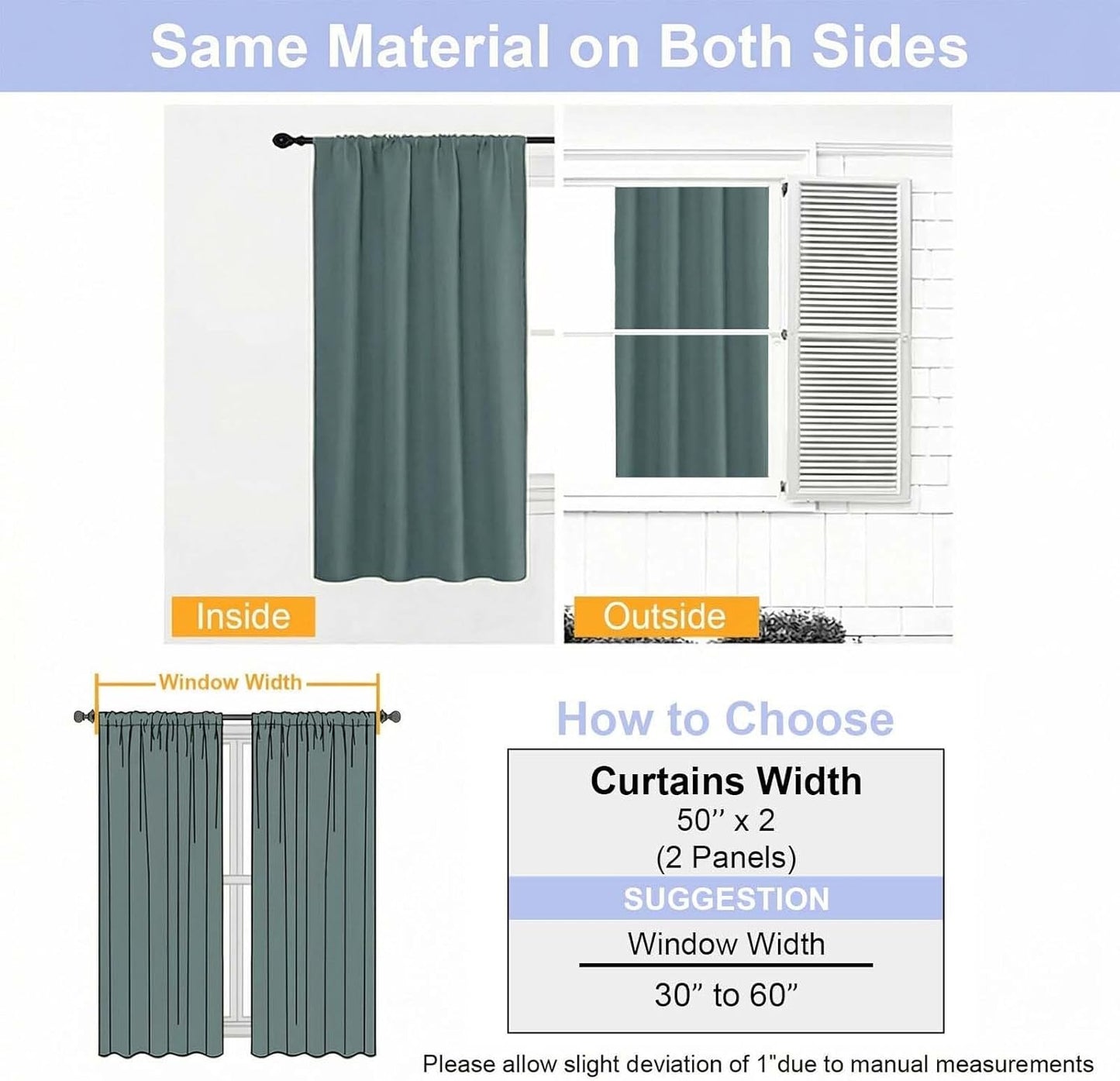 Simplebrand Ava Sage Green Blackout Curtains for Bedroom 63 Inch Length 2 Panels Set, Solid Thermal Insulated Energy Saving Rod Pocket Window Treatment Curtains Blackout Drapes, W40 x L63 Inch, Sage - Colors B