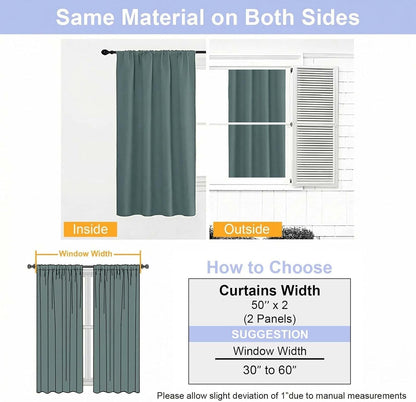 Simplebrand Ava Sage Green Blackout Curtains for Bedroom 63 Inch Length 2 Panels Set, Solid Thermal Insulated Energy Saving Rod Pocket Window Treatment Curtains Blackout Drapes, W40 x L63 Inch, Sage - Colors B