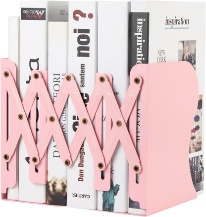Aobopar Adjustable Book Ends, Metal Bookends for Heavy Books, Desk Book Holder for Shelves, Book Organizer for Desk, Suitable for Office, Home and School Use (Black)
