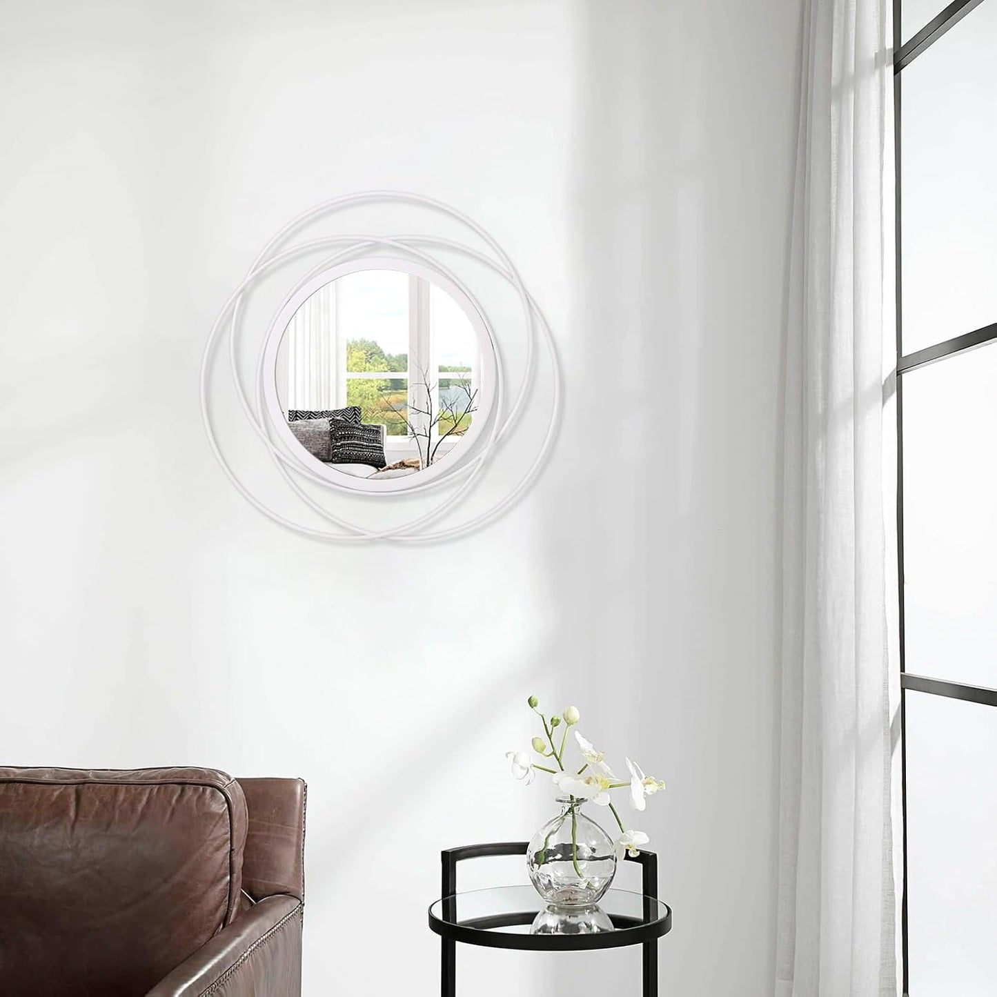 Gold Sunburst Mirrors for Wall Decorative Metal Round Art Mirrors Large Wall Decor Hanging Mirror for Bathroom Bedroom Living Room Vanity Entryway 16"
