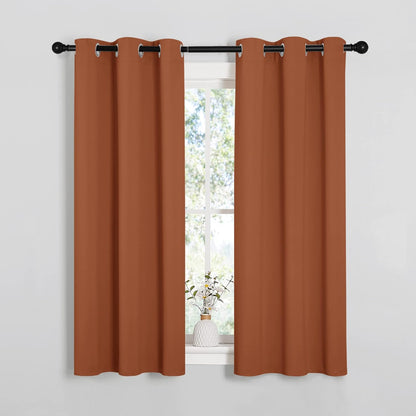 NICETOWN Halloween Pitch Black Solid Thermal Insulated Grommet Blackout Curtains/Drapes for Bedroom Window (2 Panels, 42 inches Wide by 63 inches Long, Black) - Colors B