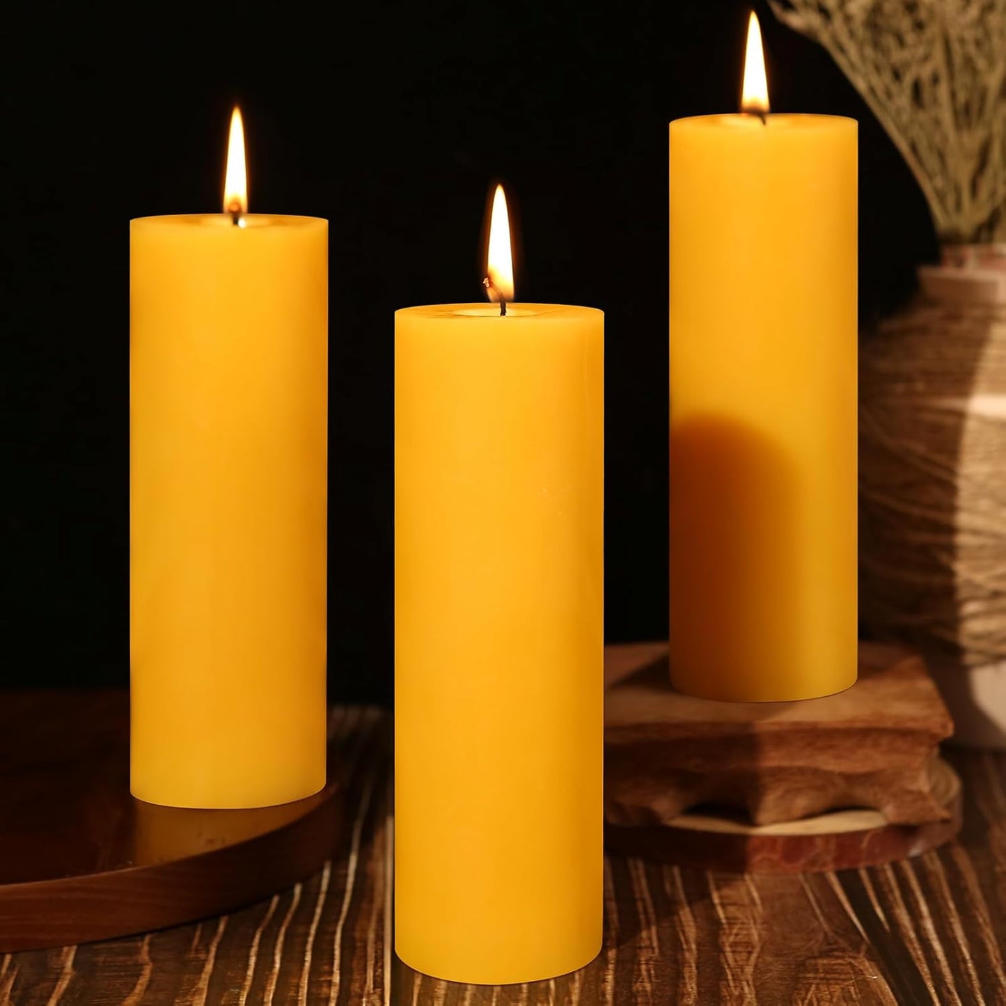 6 Pack Natural Beeswax Pillar Candles 2x6in,360 Hours Long Burning Unscented Beeswax Candles,100% Pure Bees Wax Candles for Home,Emergency,Dripless Pillar Candle Bulk