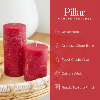 Simply Soson 3x6 inch Ivory Pillar Candles Set of 3, Rustic Texture, Unscented Ivory Candles, Dripless Candles, 3 inch Pillar Candles Ideal as Wedding, Parties, Spas, Dinner, Home Decoration, Church