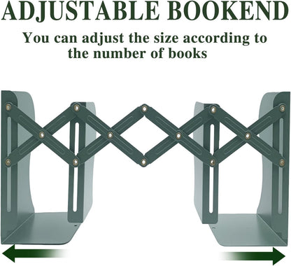 Adjustable Bookends Non Skid Decorative Bookends,Metal Bookend for Heavy Books,Bookshelf Organizer Holder for Books and Magazines for Desk(Black)