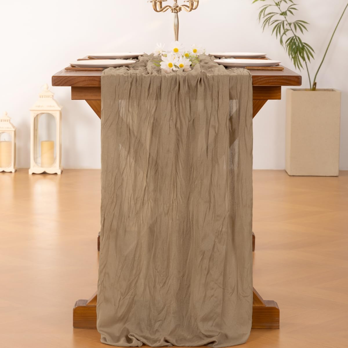 Socomi 3pcs Sage Green Cheesecloth Table Runner Summer Boho Rustic Gauze 120 inch 10FT Cheese Cloth Sheer Runner for Wedding Party Baby Shower Home Decor Holiday Decorations