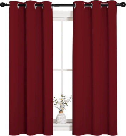 NICETOWN Halloween Pitch Black Solid Thermal Insulated Grommet Blackout Curtains/Drapes for Bedroom Window (2 Panels, 42 inches Wide by 63 inches Long, Black) - Colors A
