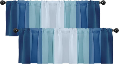 Emvency 2 Pack Dark Grey Valances Window Treatments, Gray Striped Abstract Blackout Drapes Adjustable Curtain for Windows Living Room Kitchen Over Sink, 52x18 Inch Rod Pocket Valances