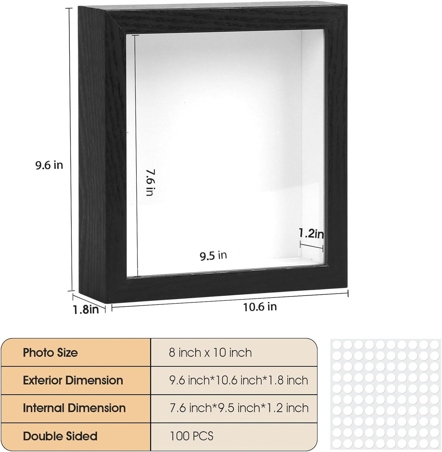 6 Pcs Shadow Box Frame - 5x5 Square Frame Display Case for Sports Memorabilia & Wedding Keepsakes - Wall Mountable Display Box for Medals, Photos, Dried Flowers (Black)