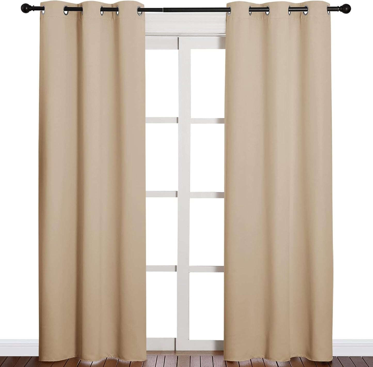 NICETOWN Halloween Pitch Black Solid Thermal Insulated Grommet Blackout Curtains/Drapes for Bedroom Window (2 Panels, 42 inches Wide by 63 inches Long, Black) - Colors D
