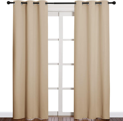 NICETOWN Halloween Pitch Black Solid Thermal Insulated Grommet Blackout Curtains/Drapes for Bedroom Window (2 Panels, 42 inches Wide by 63 inches Long, Black) - Colors D
