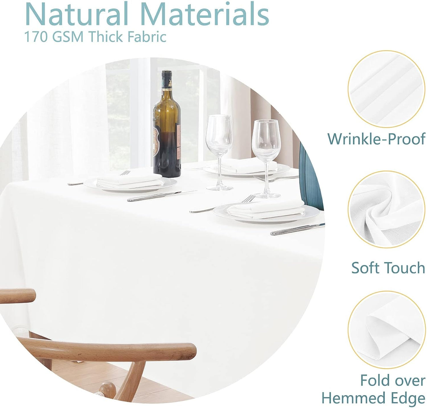 Veblandy Rectangle Tablecloth Waterproof Linen Textured Table Cloth Stain and Wrinkle Resistant Washable, Decorative Fabric Table Cover for Dining, Party and Camping (Sage Green, 52 * 70)