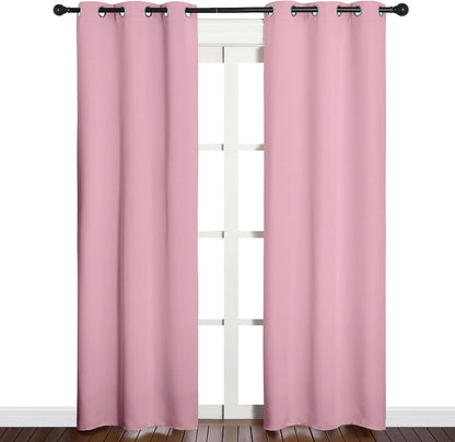 NICETOWN Halloween Pitch Black Solid Thermal Insulated Grommet Blackout Curtains/Drapes for Bedroom Window (2 Panels, 42 inches Wide by 63 inches Long, Black) - Colors A