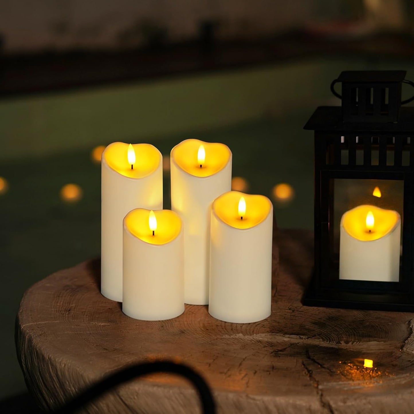 Homemory 6"x3" Outdoor Waterproof Flameless Candles, LED Candles, Battery Operated Candles with Remote and Timers, Electric Fake Plastic Pillar Candles, Ivory White, Set of 2