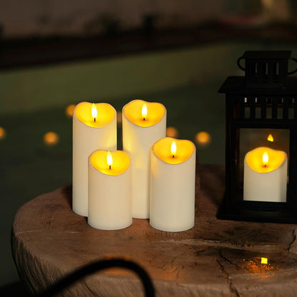 Homemory 6"x3" Outdoor Waterproof Flameless Candles, LED Candles, Battery Operated Candles with Remote and Timers, Electric Fake Plastic Pillar Candles, Ivory White, Set of 2
