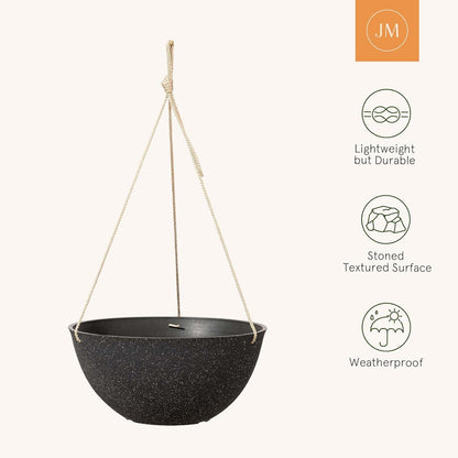LA JOLIE MUSE Large Hanging Planters - 13 Inch Flower Pots Outdoor Indoor, Hanging Garden Planters Set of 2, New Iron Color