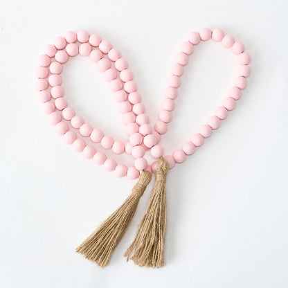 OMISHE 59in Wood Bead Garland with Tassels, Decorative Beads, Farmhouse Wooden Beads Garland for Wall Hanging Home Festival Decor, Aqua, Teal