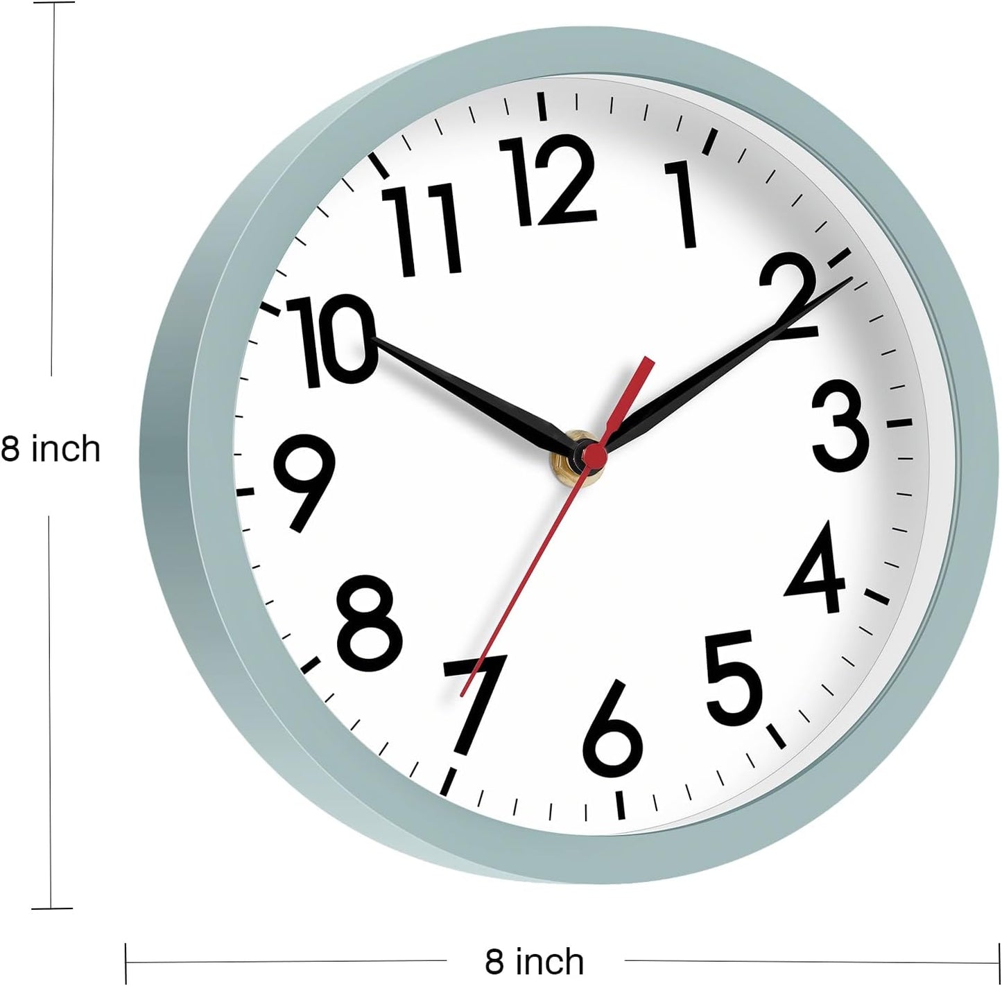 AKCISOT Wall Clock, Modern Small Wall Clocks Battery Operated 8 Inch, Silent Non-Ticking Analog Classic for Office, Home, Bathroom, Kitchen, Bedroom, School(Black)