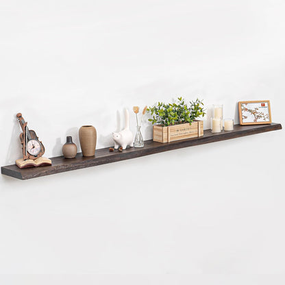 Floating Shelves 36 Inches Long - 8 Inch Deep Rustic Premium Solid Pine Wood for Storage - Farmhouse Wall Mounted for Living Room - Heavy-Duty Metal Bracket - 36" W x 8" D - Set of 2 - White Color