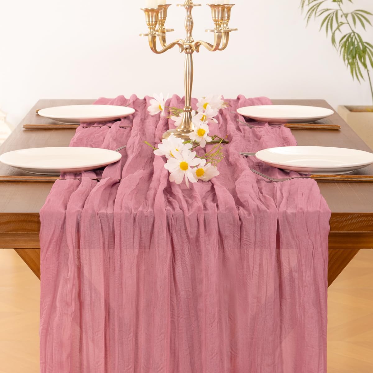 Socomi 3pcs Sage Green Cheesecloth Table Runner Summer Boho Rustic Gauze 120 inch 10FT Cheese Cloth Sheer Runner for Wedding Party Baby Shower Home Decor Holiday Decorations