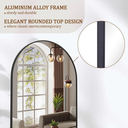 Koonmi 30"x71" Arched Full Length Mirror, Gold Large Floor Mirror with Aluminum Alloy Frame, Standing Hanging or Leaning Wall-Mounted Full Body Mirror for Living Room and Bedroom