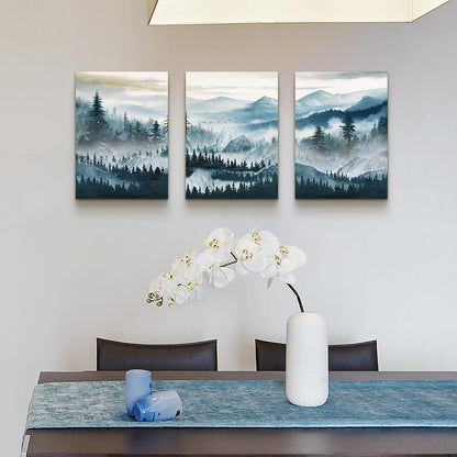 MHARTK66 Wall Art for Living Room Modern Wall Decor for Bedroom Office Decor Abstract Mountain Forest Landscapes Ink Painting 3 Piece Framed Canvas Art Prints Ready to Hang Wall Pictures Home Decor