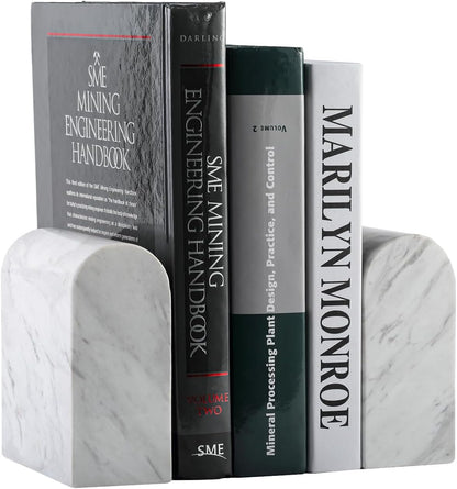 Koville African Natural Marble Bookends for Shelves, Non-Slip Book Ends, 13LBS Ultra Heavy Duty Marble Book Holder Organizer, Apartment Decor for Movies/CD/Video Games(Namib Fantasy)