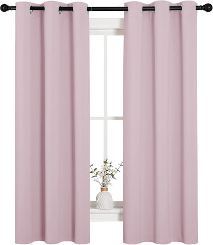 NICETOWN Halloween Pitch Black Solid Thermal Insulated Grommet Blackout Curtains/Drapes for Bedroom Window (2 Panels, 42 inches Wide by 63 inches Long, Black) - Colors B