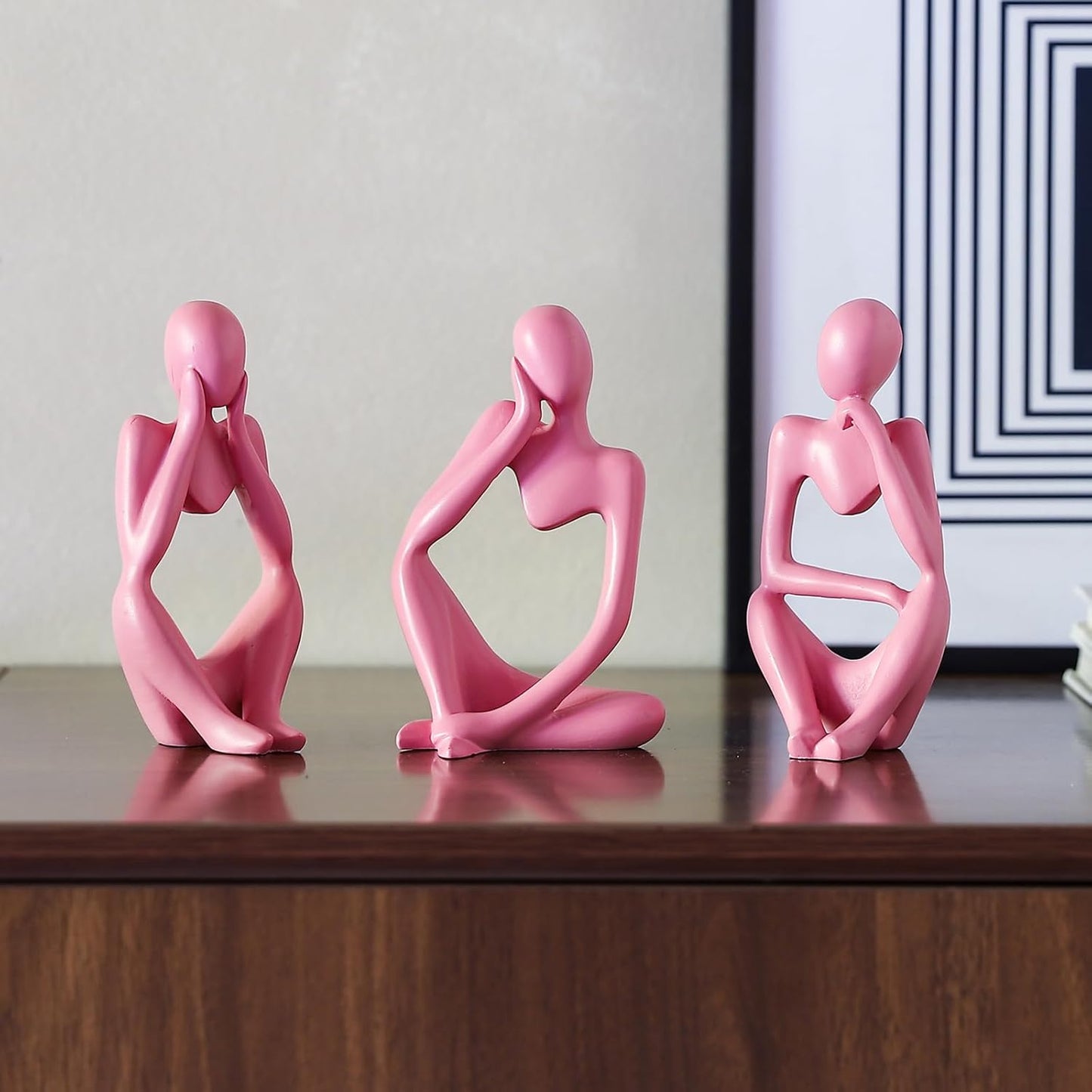 BrownLove 3pcs Decor White Thinker Statue Abstract Art Sculpture，Resin Collectible Figurines for Home Living Room Office Shelf Decoration