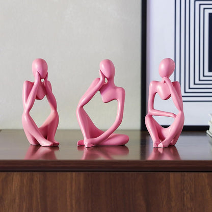 BrownLove 3pcs Decor White Thinker Statue Abstract Art Sculpture，Resin Collectible Figurines for Home Living Room Office Shelf Decoration