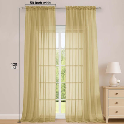 OWENIE Sheer Curtains 84 inches Long 2 Panels Set for Living Room/Bedroom, Rod Pocket Voile Sheer Panel Drapes, White, 2pcs, Each 42" W x 84" L - Colors B