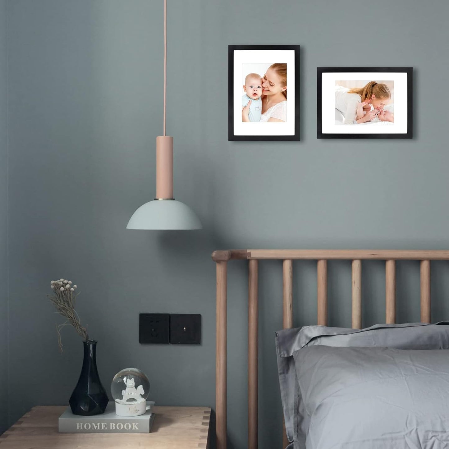 Egofine 12x16 Picture Frame Black, Covered by Plexiglass Made of Solid Wood, Display Pictures 9x12 and 11x14 with Mat or 12x16 Without Mat, for Wall Mounting Photo Frame - Colors B