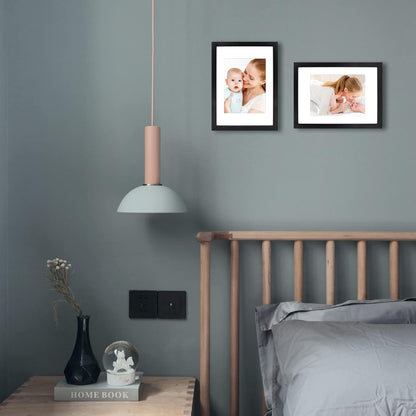 Egofine 12x16 Picture Frame Black, Covered by Plexiglass Made of Solid Wood, Display Pictures 9x12 and 11x14 with Mat or 12x16 Without Mat, for Wall Mounting Photo Frame - Colors B