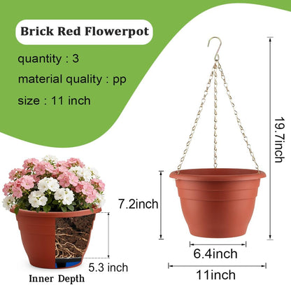 RooTrimmer Hanging Planters for Indoor Outdoor Plants 8 and 10 Inch, 4 Packs Hanging Flower Pot with Drainage Holes, Self-Watering Hanging Basket Perfect for Home, Office and Garden, White