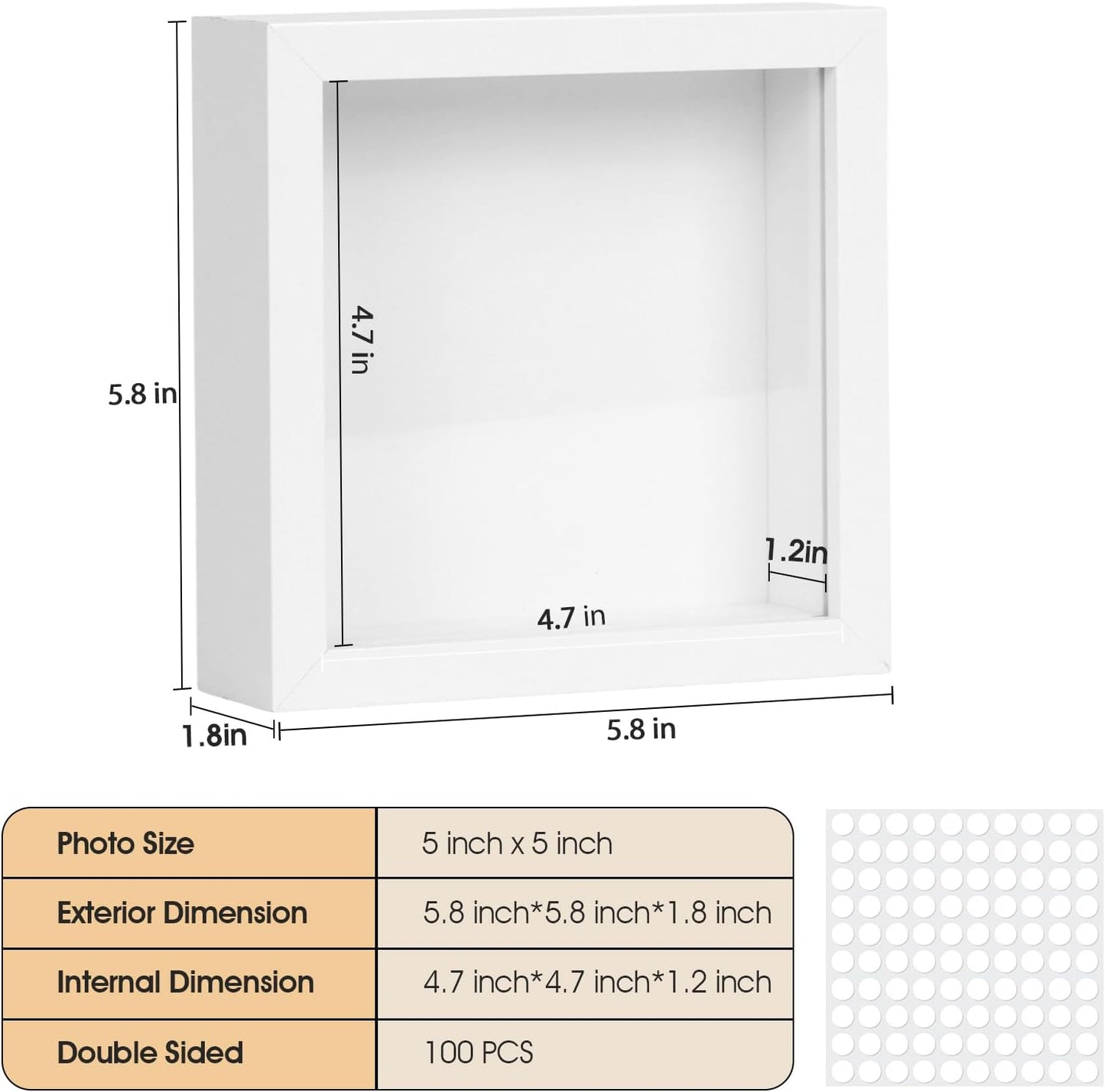 6 Pcs Shadow Box Frame - 5x5 Square Frame Display Case for Sports Memorabilia & Wedding Keepsakes - Wall Mountable Display Box for Medals, Photos, Dried Flowers (Black)