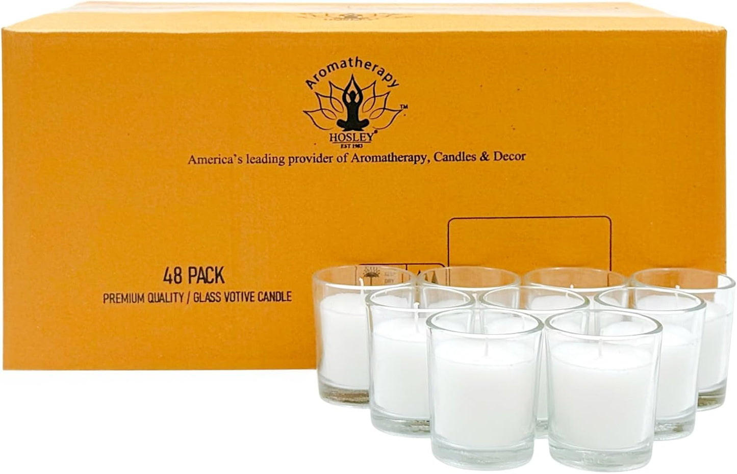 48-Pack Clear Glass Votive Candles – 10–12 Hour Long Burn, Unscented, Ivory, Bulk Set for Weddings, Events & Table Centerpieces – Hosley