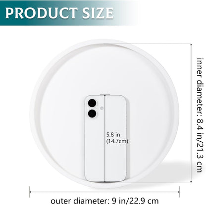 Silicone Bathroom Tray Round Vanity Tray Decorative Soap Holder Kitchen Countertop Organizer Coffee Table Decor for Candle, Perfume, Plant, 9 Inch, Black