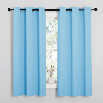 NICETOWN Halloween Pitch Black Solid Thermal Insulated Grommet Blackout Curtains/Drapes for Bedroom Window (2 Panels, 42 inches Wide by 63 inches Long, Black) - Colors B