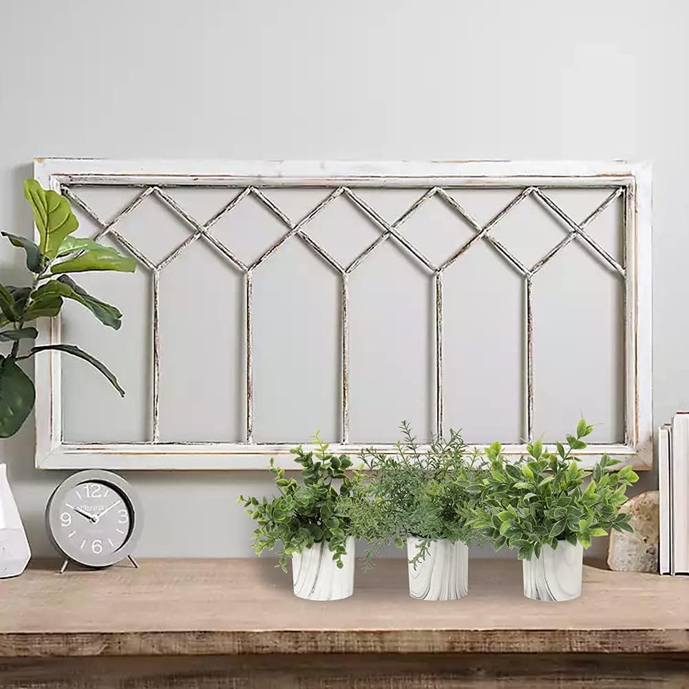 Hollyone Mini Artificial Potted Plants Fake Plants in Marble Pots, 1Pcs Plastic Eucalyptus Greenery Faux Plants for Home Office Desk Room Centerpiece Shelf Décor