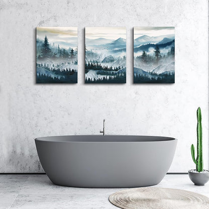 MHARTK66 Wall Art for Living Room Modern Wall Decor for Bedroom Office Decor Abstract Mountain Forest Landscapes Ink Painting 3 Piece Framed Canvas Art Prints Ready to Hang Wall Pictures Home Decor