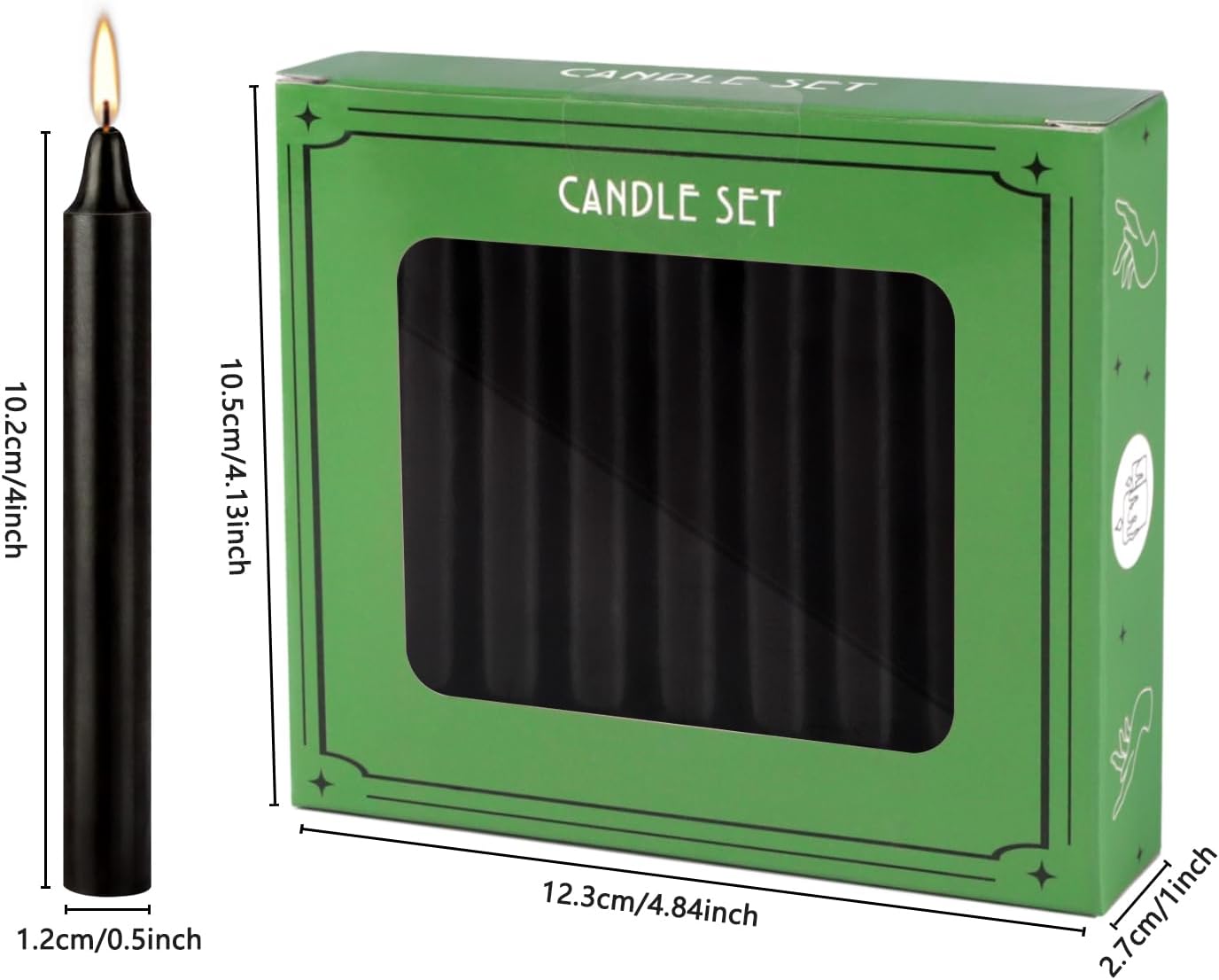30-Pack 10-Color Taper Candles - 10 Inch Dripless & 10-Hour Burn｜Wedding/Birthday/Home Decor with Premium Wax