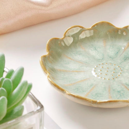 JAMEND CLXP Lotus Leaf Shape Decorative Ring Tray, Small Key Bowl, Ceramic Trinket Tray Jewelry Dish Organizing Necklace Earrings, Home Decoration for Mom Best Friend Sister, Pink.