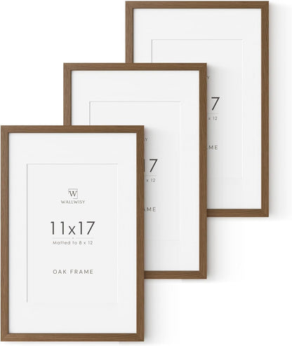 5x7 Picture Frame, Solid Oak Wood 5 x 7 Photo Frame with Mat to 4x6, 7x5 Picture Frames for Wall and Tabletop Display, (Walnut Set of 1)