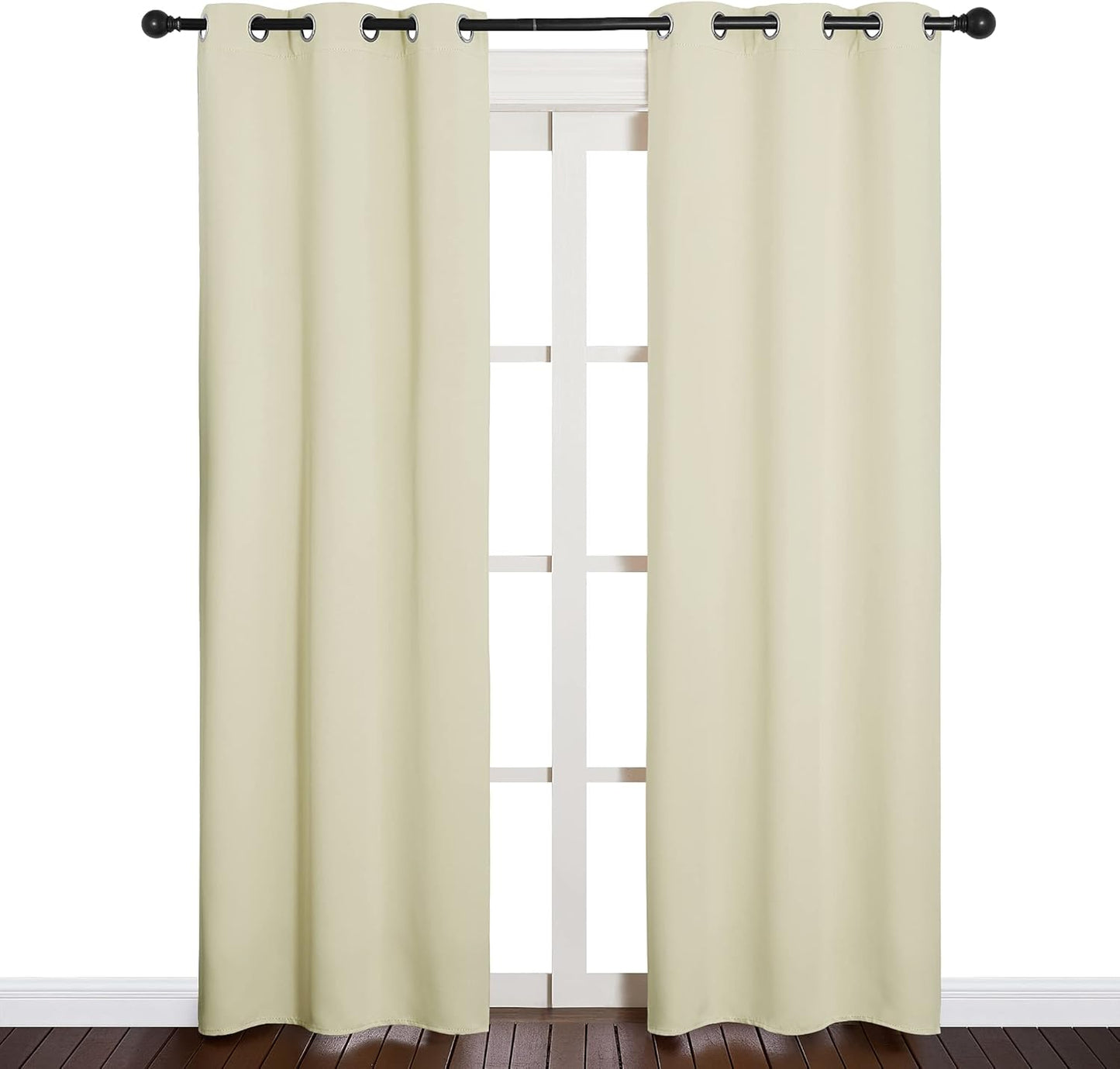 NICETOWN Halloween Pitch Black Solid Thermal Insulated Grommet Blackout Curtains/Drapes for Bedroom Window (2 Panels, 42 inches Wide by 63 inches Long, Black) - Colors C