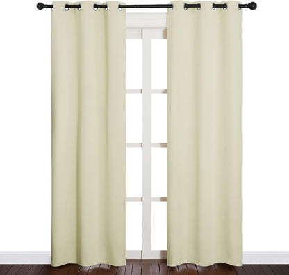 NICETOWN Halloween Pitch Black Solid Thermal Insulated Grommet Blackout Curtains/Drapes for Bedroom Window (2 Panels, 42 inches Wide by 63 inches Long, Black) - Colors C