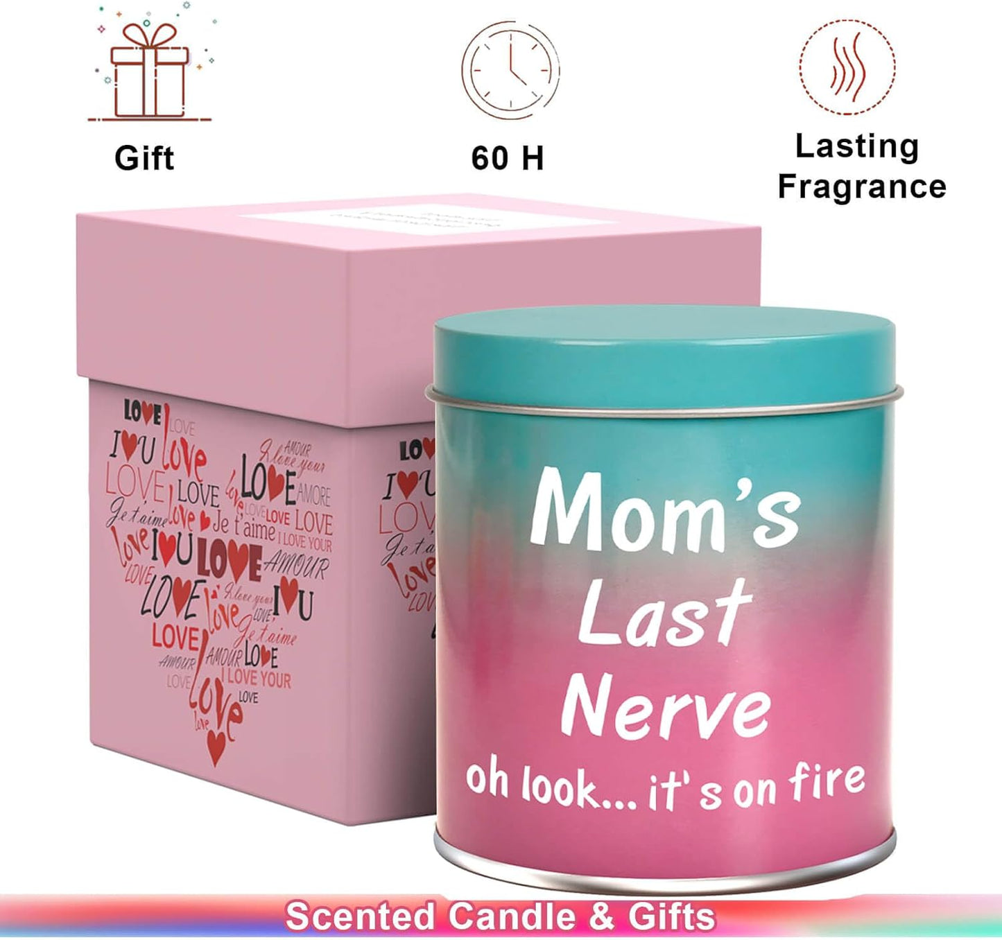 Gifts for Mom Birthday from Daughter Son, Christmas Stocking Stuffers Gifts for Mom Present Mothers Day Great ldeas Funny Unique New Mother Thanksgiving Adoptive 9oz Scented Candle