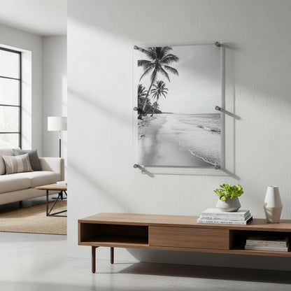 Azar Displays,105536, Floating Acrylic Wall Frame with Silver Hardware Stand Off Caps, Clear Hanging Photo Frame Display Mount with Frameless Border, Glass-Like Frame for Large Prints, 24" x 36"