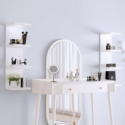 LitaEther Versatile 7 Tier Wall Shelf Unit,White Lack Wall Shelf,Display Floating Shelf with LED Remote Control Light